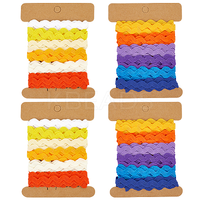 4 Cards 2 Styles Polyester Wavy Fringe Trim Ribbon DIY-GF0009-48B-1