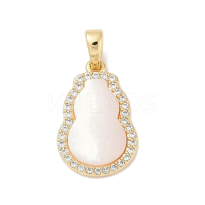 Brass with Shell and Cubic Zirconia Charms KK-Q030-07G-1