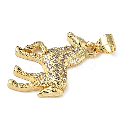 Brass Micro Pave Clear Cubic Zirconia Pendants KK-L257-01G-1