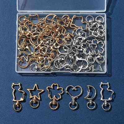 40Pcs 10 Styles Alloy Swivel Snap Hook Clasps FIND-FS0004-74-1