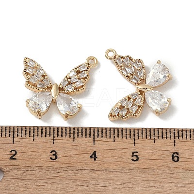 Brass Micro Pave Clear Cubic Zirconia Pendants KK-S367-05-1