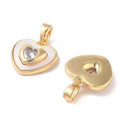 Brass Micro Pave Clear Cubic Zirconia Pendants KK-B102-23G-1