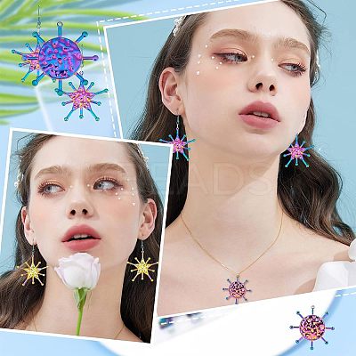 20Pcs 2 Style Rainbow Color Iron Pendants IFIN-FH0001-57-1