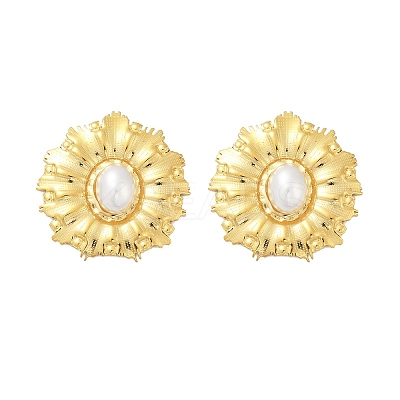 304 Stainless Steel Plastic Imitation Pearl Stud Earrings EJEW-U070-01G-1