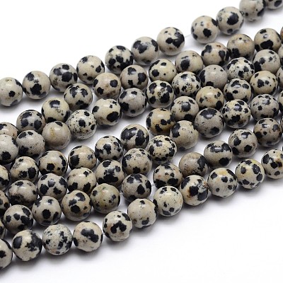 Natural Dalmatian Jasper Round Bead Strands G-J303-19-6mm-1