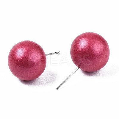 Painted Round Schima Wood Earrings for Girl Women EJEW-T017-01D-1