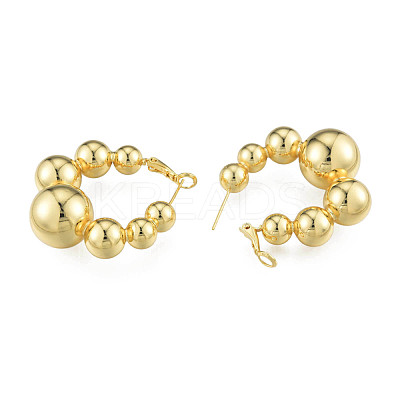Brass Round Ball Wrap Hoop Earrings for Women EJEW-N011-83-1