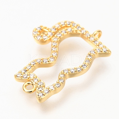 Brass Micro Pave Clear Cubic Zirconia Open Back Bezel Links Connectors ZIRC-J024-11G-1