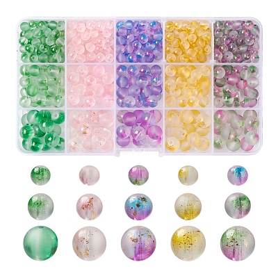 565Pcs 15 Colors Frosted Spray Painted Glass Beads GLAA-YW0001-37-1