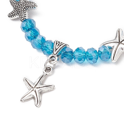 4Pcs Ocean Series Zinc Alloy Charm Bracelets BJEW-JB11899-1