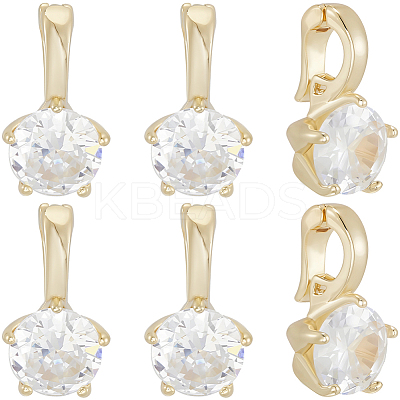 8Pcs Brass Micro Pave Cubic Zirconia Charms KK-BBC0021-32-1