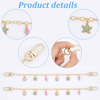 2Pcs 2 Colors Brass Bag Decorative Chains FIND-PH0008-75-1