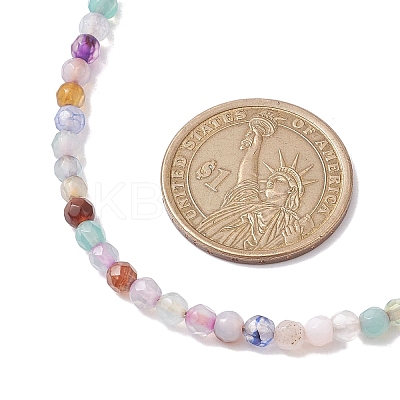 Faceted Round Natural Agate(Dyed & Heated) Beaded Necklaces for Women NJEW-JN04659-04-1
