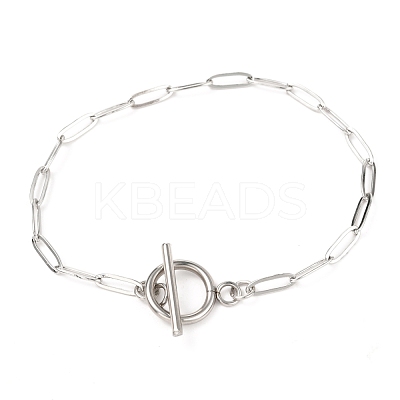 Tarnish Resistant Unisex 304 Stainless Steel Paperclip Chain Bracelets BJEW-H541-04A-P-1