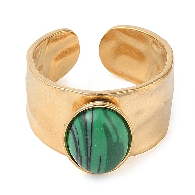 Oval Natural Malachite Finger Rings RJEW-Z057-12G-03-1