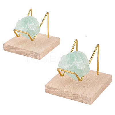 2Pcs 2 Style Brass Crystal Mineral Display Easels ODIS-FG0001-47-1