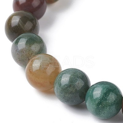 Natural Indian Agate Round Beaded Stretch Bracelets BJEW-TA00410-02-1