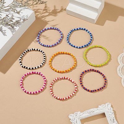 Glass Seed Beads Beaded Bracelets Sets BJEW-JB09073-1