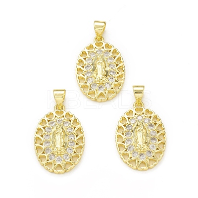 Rack Plating Eco-Friendly Brass Micro Pave Clear Cubic Zirconia Pendants KK-C011-02G-1