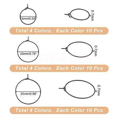 120Pcs 12 Styles 316 Surgical Stainless Steel Hoop Earring Findings STAS-UN0053-46-1