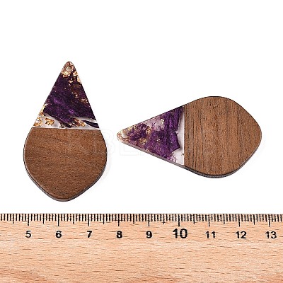 Transparent Resin and Walnut Wood Pendants RESI-T057-06H-1