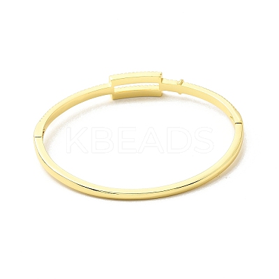 Clear Cubic Zirconia Hollow Out Rectangle Hinged Bangle BJEW-G659-03G-1