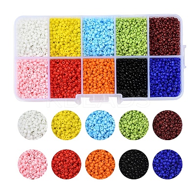 8000Pcs 10 Colors 12/0 Glass Seed Beads SEED-YW0001-33A-1