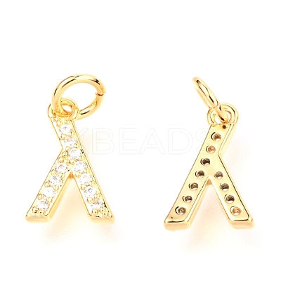 Brass Micro Pave Cubic Zirconia Charms ZIRC-O037-01G-1