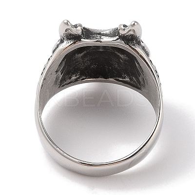 Viking 304 Stainless Steel Wolf Head Wide Finger Rings for Mens RJEW-U005-16B-AS-1