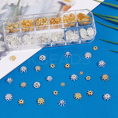 240Pcs 12 Style Alloy & Iron & Brass Bead Caps DIY-AR0003-75-1