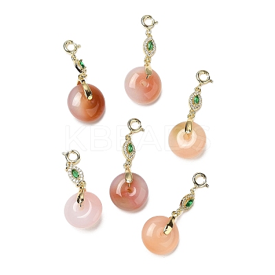 Natural Agate Donut Pendant Decoration G-R491-01G-1