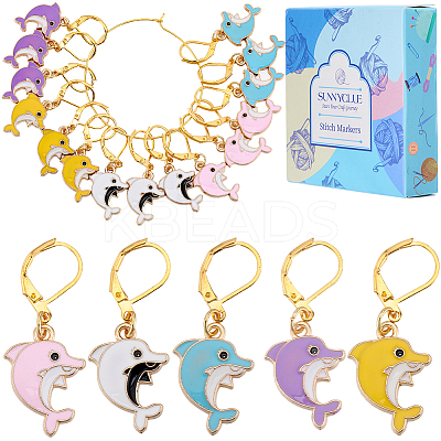 Dolphin Alloy Enamel Pendant Decorations HJEW-SC00053-1