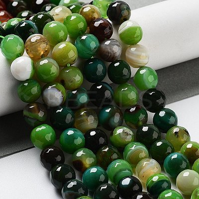 Natural Striped Agate/Banded Agate Beads Strands G-G581-8mm-16-1