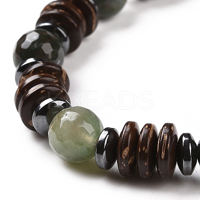 4Pcs Natural Crackle Agate & Indian Agate & Natural Agate & Synthetic Hematite and Coconut Beads Stretch Bracelets Set for Women Men BJEW-JB08937-1