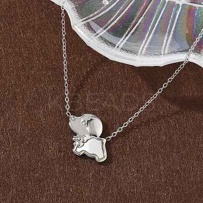 304 Stainless Steel White Enamel & Crystal Rhinestone Dog Pendant Necklaces for Women NJEW-M101-03P-1
