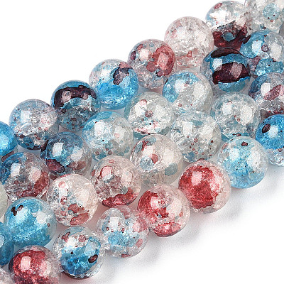 Baking Paint Crackle Glass Bead Strands DGLA-R053-05I-1