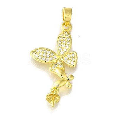 Rack Plating Brass Micro Pave Clear Cubic Zirconia Pendant KK-H485-34G-1