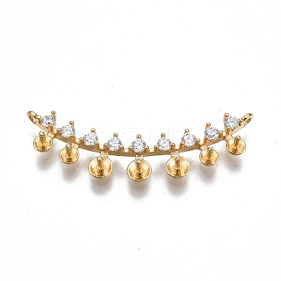 Brass Micro Pave Clear Cubic Zirconia Peg Bails Pendant Links KK-S356-333-NF-1