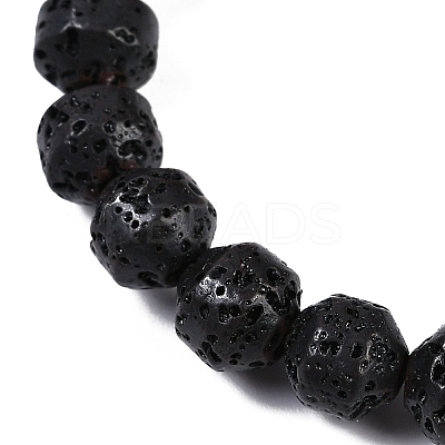 Natural Lava Rock Beaded Stretch Bracelets for Men Women BJEW-G727-01D-1