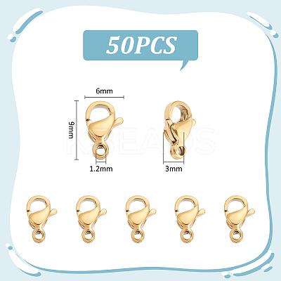 PVD Vacuum Plating 304 Stainless Steel Lobster Claw Clasps STAS-UN0018-95B-G-1