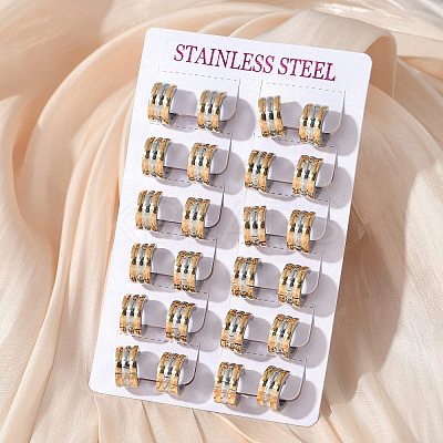 304 Stainless Steel Polishing Effect Hoop Earrings EJEW-M001-36GP-B-1