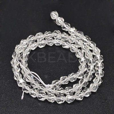Faceted Natural Quartz Crystal Beads Strands G-K066-08-6mm-1
