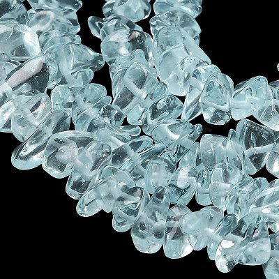 Imitation Aquamarine Glass Chip Beads Strands GLAA-C041-01-1