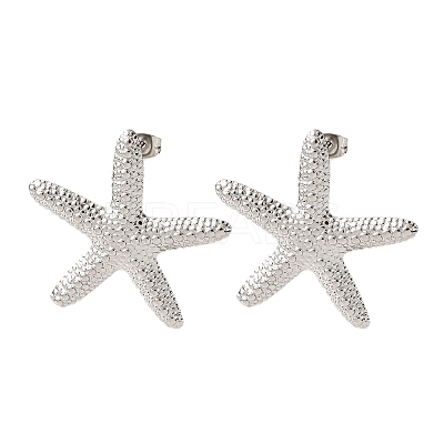 304 Stainless Steel Starfish Stud Earrings EJEW-Z135-02P-03-1