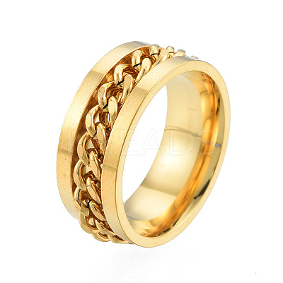 201 Stainless Steel Curb Chain Finger Ring for Women RJEW-N043-30LG-1