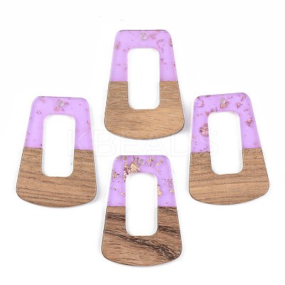 Transparent Resin & Walnut Wood Pendants LS-RESI-S389-034A-B01-1