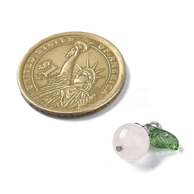 Natural Rose Quartz Fruit Pendants PALLOY-TA00077-01-1