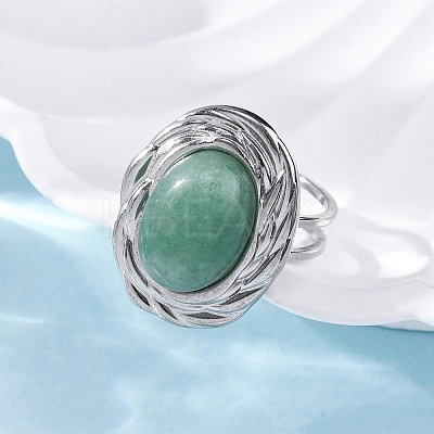 Oval Natural & Synthetic Gemstone Finger Rings RJEW-M063-01P-1