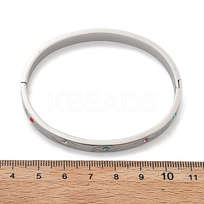 Eye 304 Stainless Steel Rhinestone Bangles for Women BJEW-Z092-09P-1