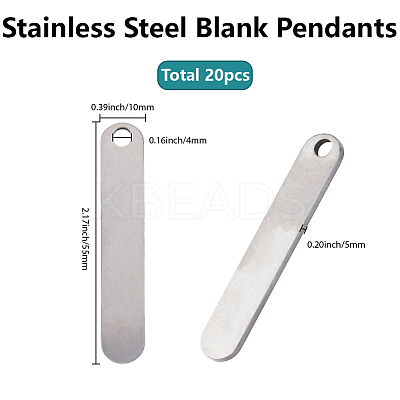 20Pcs 201 Stainless Steel Blank Pendants STAS-SC0009-98A-1